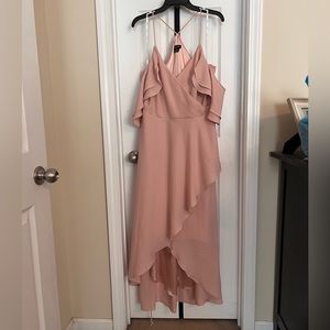Blush pink high-low dress